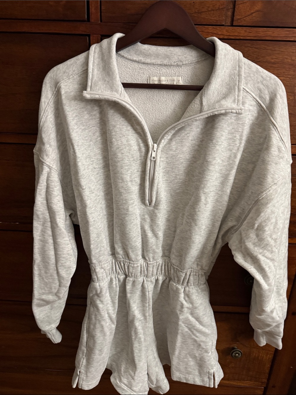 Abercrombie & Fitch Light Gray Half-Zip Romper